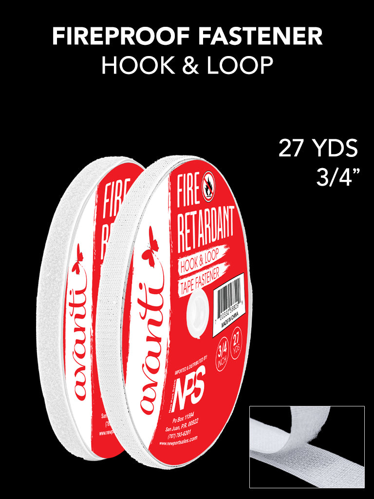 Double Sided Adhesive, Fire Retardant Strong Self Adhesive, Sticky Back Hook & Loop Tape Roll, Sold by Yard, 3/4 Wide, Black, 27Yards Pack