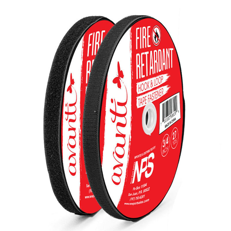 Double Sided Adhesive, Fire Retardant Strong Self Adhesive, Sticky Back Hook & Loop Tape Roll, Sold by Yard, 3/4 Wide, Black, 27Yards Pack