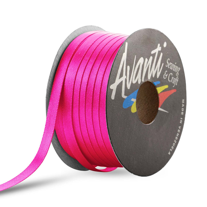 100% Polyester Double Sided Satin Ribbon, 6mm Pink (1/4 inch)