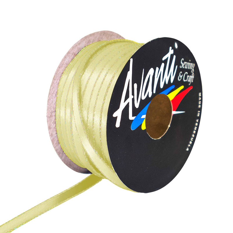 Avanti Satin Ribbon with Metallic Edge in Gold or Silver, 1/4 inch (6mm), Double Face, 50 yds