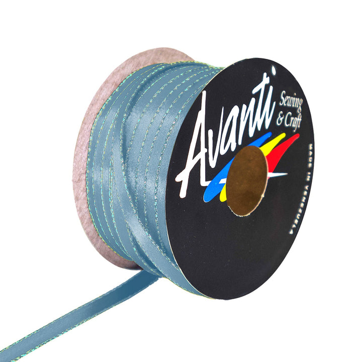 Avanti Satin Ribbon with Metallic Edge in Gold or Silver, 1/4 inch (6mm), Double Face, 50 yds