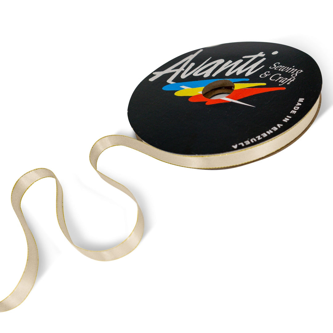 Satin Ribbon with Metallic Edge in Gold or Silver, 3/8 inch (10mm), Double Face, 50 yds