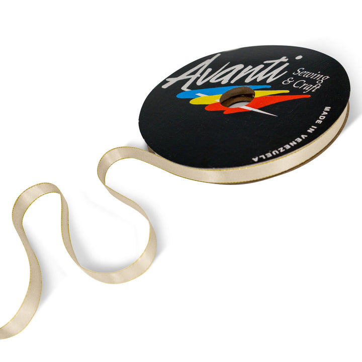 Satin Ribbon with Metallic Edge in Gold or Silver, 3/8 inch (10mm), Double Face, 50 yds