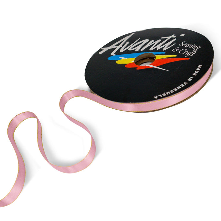 Satin Ribbon with Metallic Edge in Gold or Silver, 3/8 inch (10mm), Double Face, 50 yds