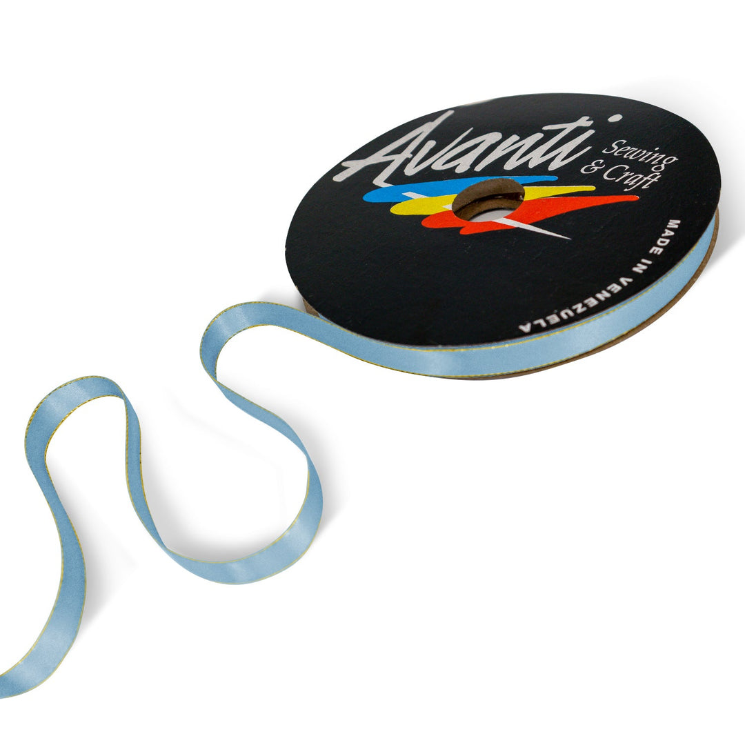 Satin Ribbon with Metallic Edge in Gold or Silver, 3/8 inch (10mm), Double Face, 50 yds