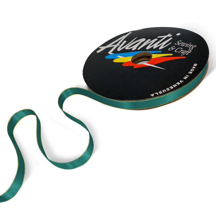 Satin Ribbon with Metallic Edge in Gold or Silver, 3/8 inch (10mm), Double Face, 50 yds