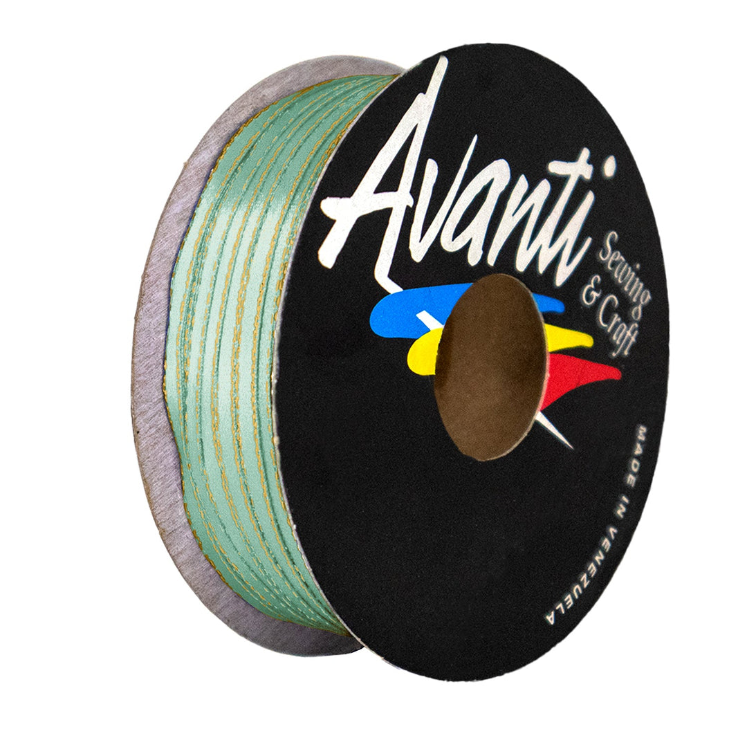 Satin Ribbon with Metallic Edge in Gold or Silver, 1/8 inch (3 mm), Double Face, 50 yds