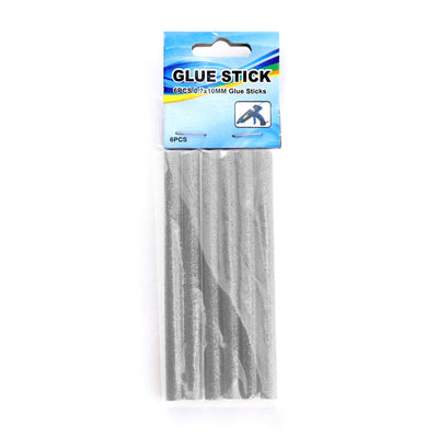 6pc Glitter Hot Glue Sticks, 4" Long, Gold & Silver