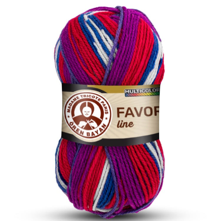 Madame Tricote Favori Oren Bayan Line Yumak, Multicolor Yarn, 100