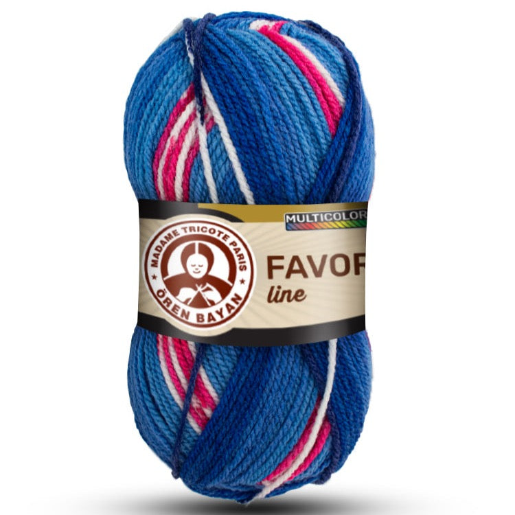 Madame Tricote Favori Oren Bayan Line Yumak, Multicolor Yarn, 100