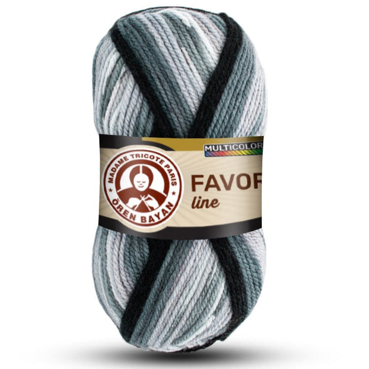 Madame Tricote Oren Bayan, Favori Line Yumak, Multicolor Yarn, 100% Acrylic, 230 Yards