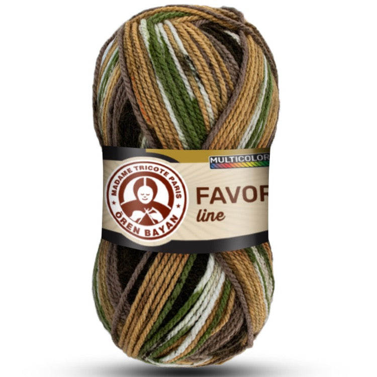 Madame Tricote Oren Bayan, Favori Line Yumak, Multicolor Yarn, 100% Acrylic, 230 Yards