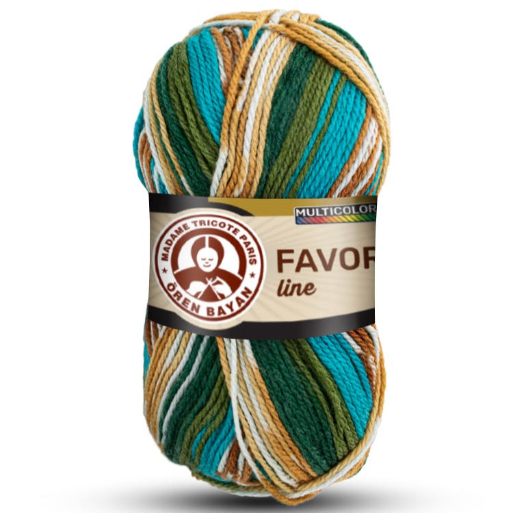 Madame Tricote Favori Oren Bayan Line Yumak, Multicolor Yarn, 100% Acrylic, 230 Yards, 5-Pack