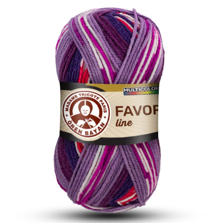 Madame Tricote Oren Bayan, Favori Line Yumak, Multicolor Yarn, 100% Acrylic, 230 Yards
