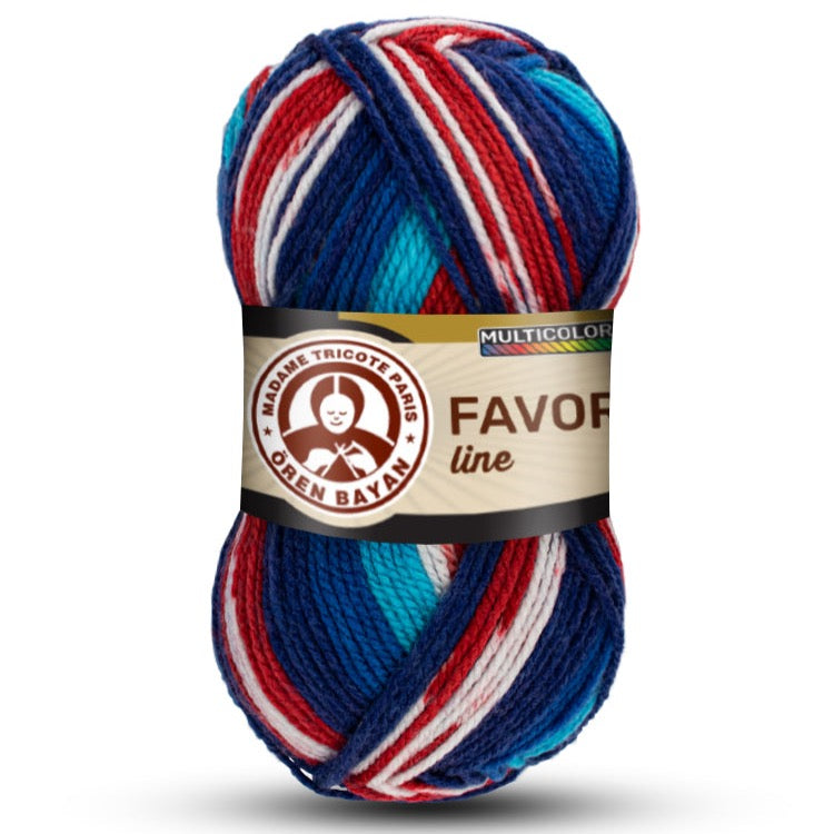 Madame Tricote Oren Bayan, Favori Line Yumak, Multicolor Yarn, 100% Acrylic, 230 Yards
