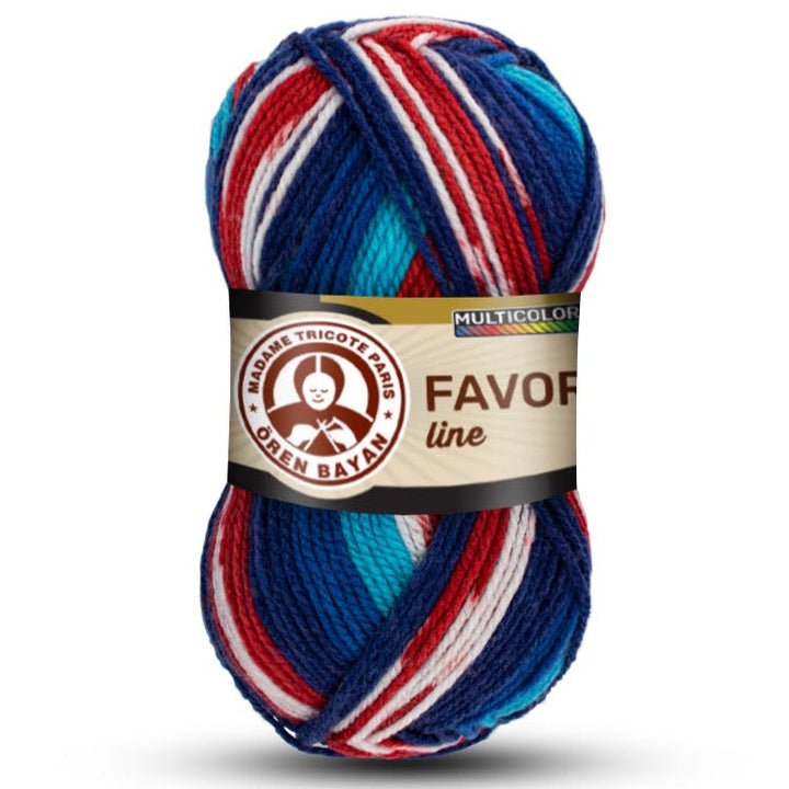 Madame Tricote Favori Oren Bayan Line Yumak, Multicolor Yarn, 100% Acrylic, 230 Yards, 5-Pack