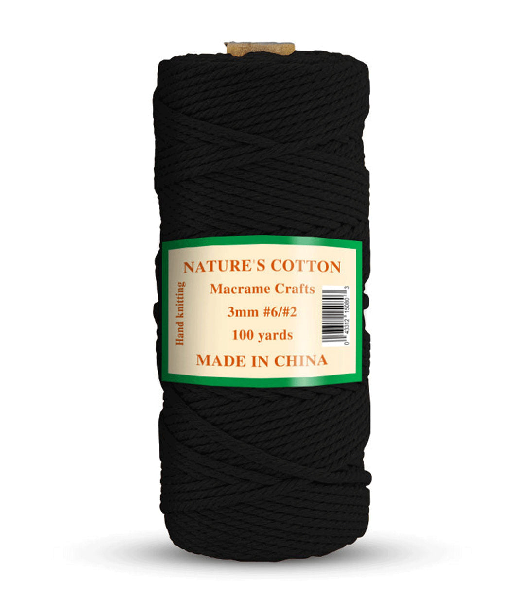 Nature's Macrame Cotton Cord,  3mm x 100 Yard,  #2 & #6,  Twine String Colored Cotton, 3-Pack