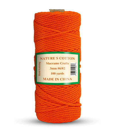 Nature's Macrame Cotton Cord,  3mm x 100 Yard,  #2 & #6,  Twine String Colored Cotton