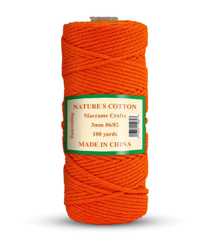 Nature's Macrame Cotton Cord,  3mm x 100 Yard,  #2 & #6,  Twine String Colored Cotton, 3-Pack