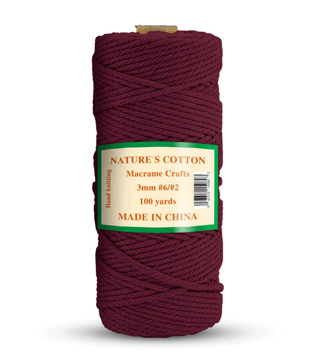 Nature's Macrame Cotton Cord,  3mm x 100 Yard,  #2 & #6,  Twine String Colored Cotton, 3-Pack