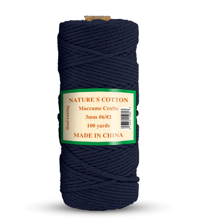 Nature's Macrame Cotton Cord,  3mm x 100 Yard,  #2 & #6,  Twine String Colored Cotton