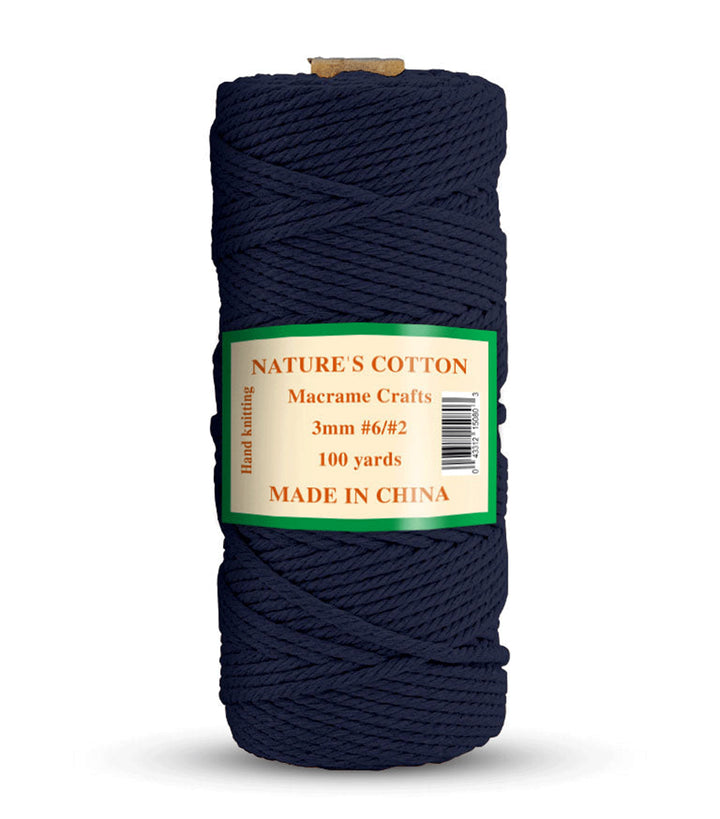 Nature's Macrame Cotton Cord,  3mm x 100 Yard,  #2 & #6,  Twine String Colored Cotton, 3-Pack