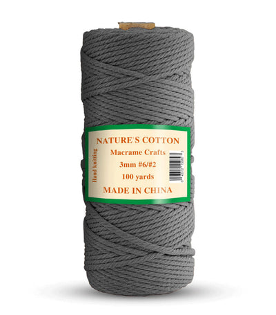 Nature's Macrame Cotton Cord,  3mm x 100 Yard,  #2 & #6,  Twine String Colored Cotton
