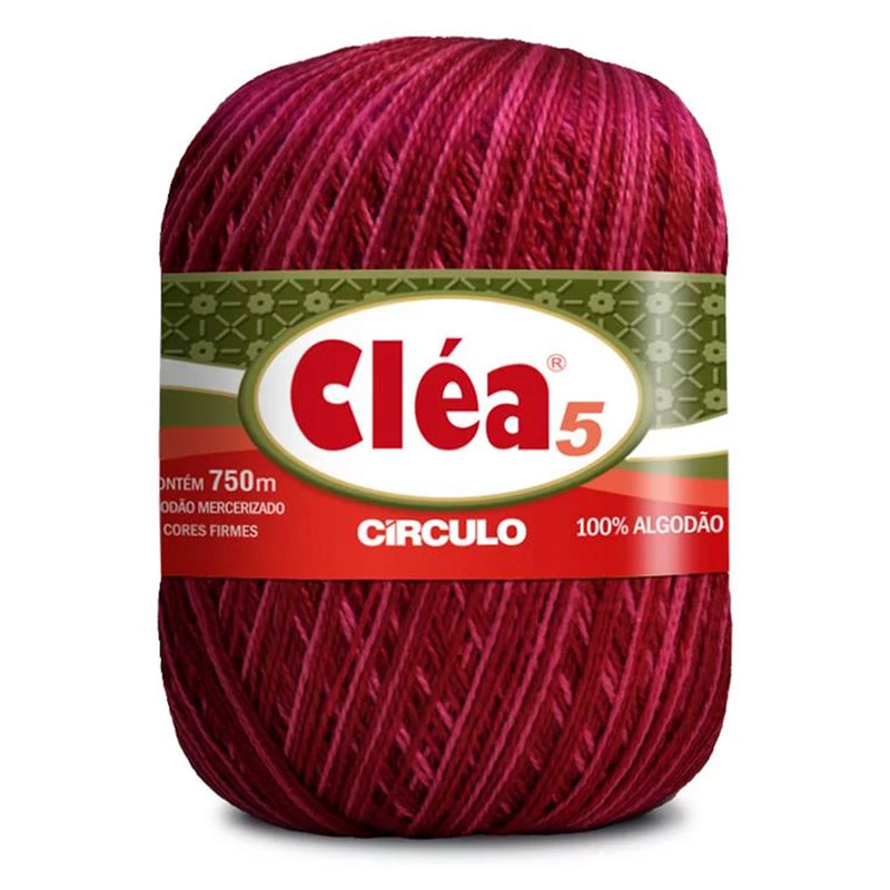 Círculo Cléa 5, 100% Mercerized Cotton Yarn, 147 gram, 196.7 Tex, 750 Meters, Variety Colors, 6-Pack