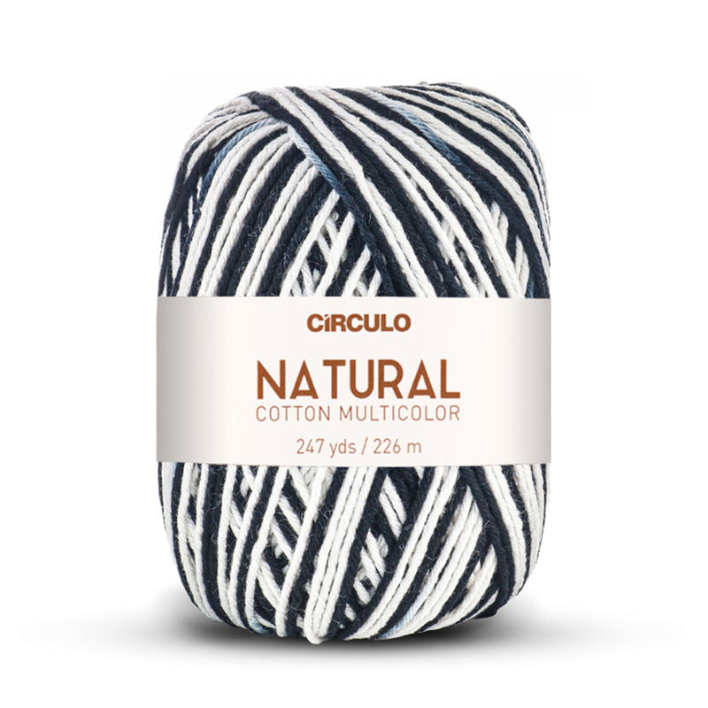 Círculo Natural Multicolors, 100% Cotton Yarn, 200 grams, 247 Yards, 885 Tex, Variety Colors, 6-Pack