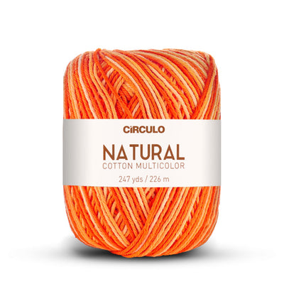 Círculo Natural Multicolors, 100% Cotton Yarn, 200 grams, 247 Yards, 885 Tex, Variety Colors, 6-Pack