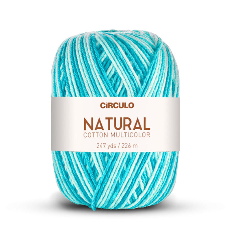 Círculo Natural Multicolors, 100% Cotton Yarn, 200 grams, 247 Yards, 885 Tex, Variety Colors, 1 Roll