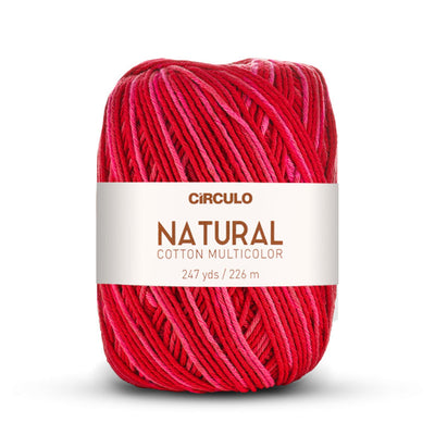 Círculo Natural Multicolors, 100% Cotton Yarn, 200 grams, 247 Yards, 885 Tex, Variety Colors, 6-Pack