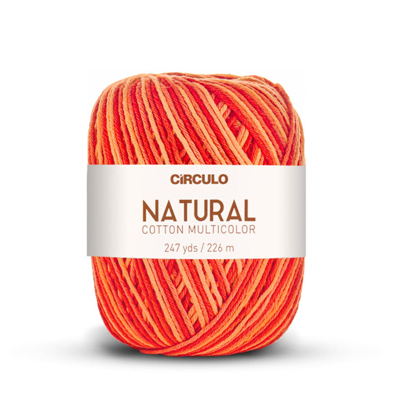 Círculo Natural Multicolors, 100% Cotton Yarn, 200 grams, 247 Yards, 885 Tex, Variety Colors, 6-Pack