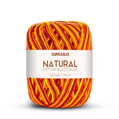 Círculo Natural Multicolors, 100% Cotton Yarn, 200 grams, 247 Yards, 885 Tex, Variety Colors, 6-Pack