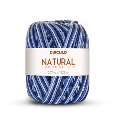 Círculo Natural Multicolors, 100% Cotton Yarn, 200 grams, 247 Yards, 885 Tex, Variety Colors, 6-Pack