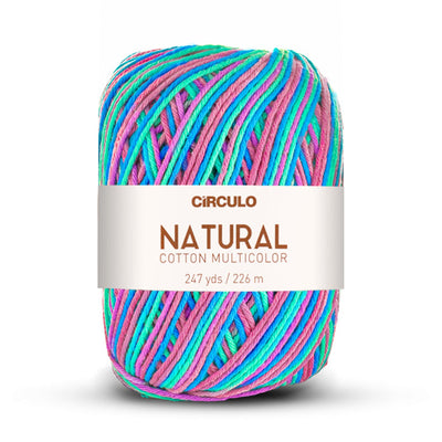 Círculo Natural Multicolors, 100% Cotton Yarn, 200 grams, 247 Yards, 885 Tex, Variety Colors, 1 Roll