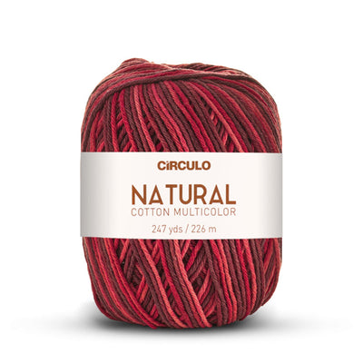 Círculo Natural Multicolors, 100% Cotton Yarn, 200 grams, 247 Yards, 885 Tex, Variety Colors, 6-Pack