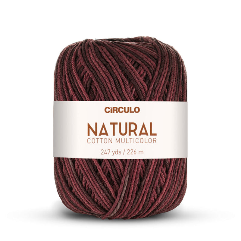 Círculo Natural Multicolors, 100% Cotton Yarn, 200 grams, 247 Yards, 885 Tex, Variety Colors, 6-Pack