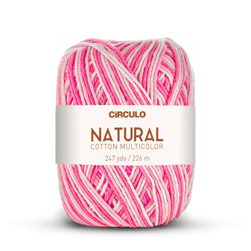 Círculo Natural Multicolors, 100% Cotton Yarn, 200 grams, 247 Yards, 885 Tex, Variety Colors, 6-Pack