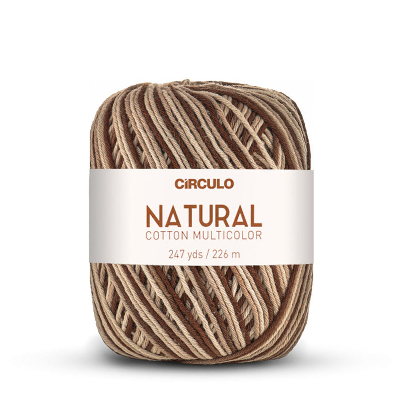 Círculo Natural Multicolors, 100% Cotton Yarn, 200 grams, 247 Yards, 885 Tex, Variety Colors, 6-Pack