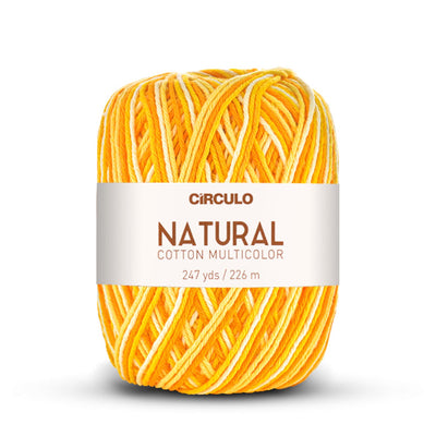 Círculo Natural Multicolors, 100% Cotton Yarn, 200 grams, 247 Yards, 885 Tex, Variety Colors, 6-Pack