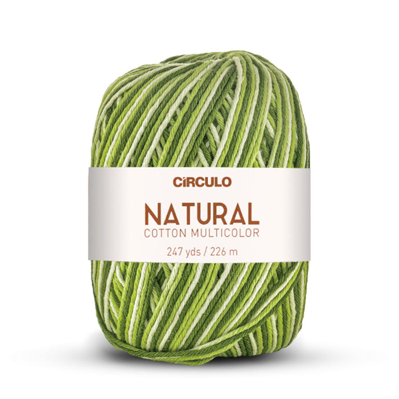 Círculo Natural Multicolors, 100% Cotton Yarn, 200 grams, 247 Yards, 885 Tex, Variety Colors, 6-Pack