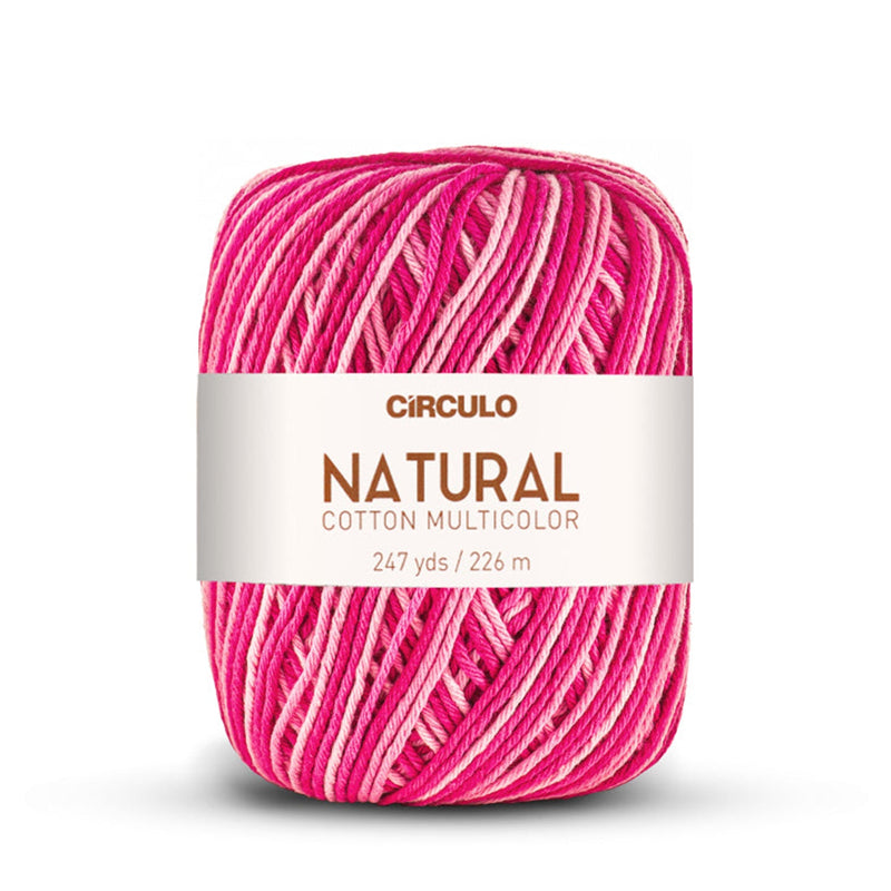 Círculo Natural Multicolors, 100% Cotton Yarn, 200 grams, 247 Yards, 885 Tex, Variety Colors, 6-Pack