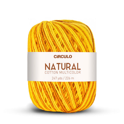 Círculo Natural Multicolors, 100% Cotton Yarn, 200 grams, 247 Yards, 885 Tex, Variety Colors, 1 Roll