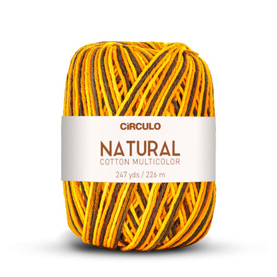 Círculo Natural Multicolors, 100% Cotton Yarn, 200 grams, 247 Yards, 885 Tex, Variety Colors, 6-Pack