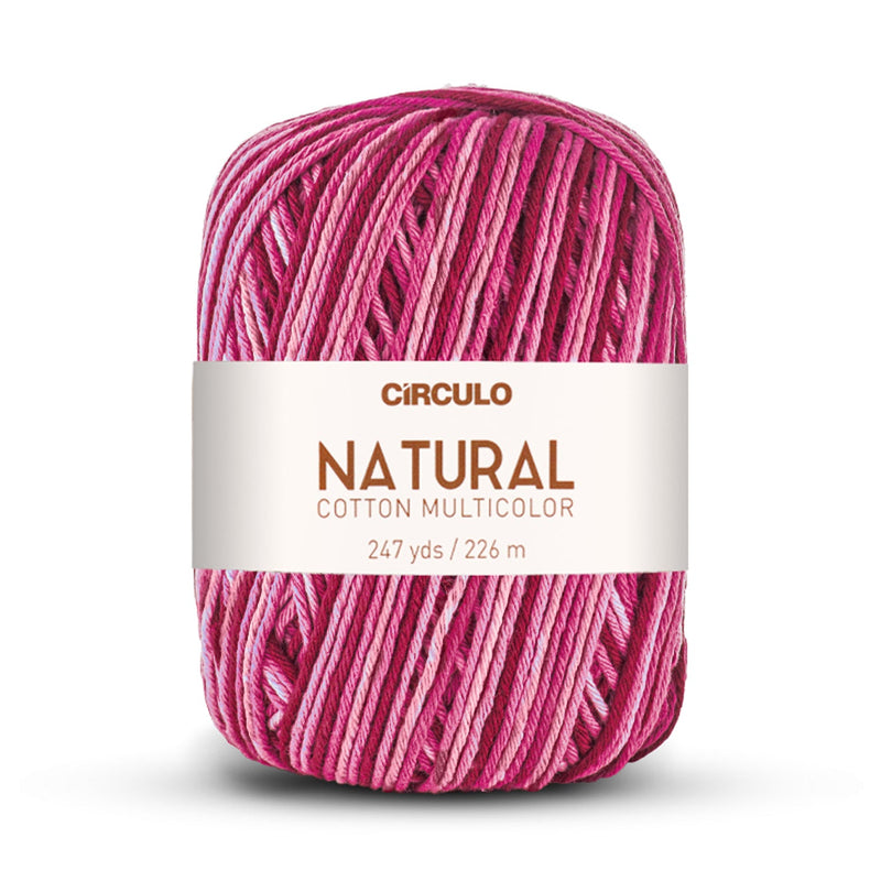 Círculo Natural Multicolors, 100% Cotton Yarn, 200 grams, 247 Yards, 885 Tex, Variety Colors, 6-Pack