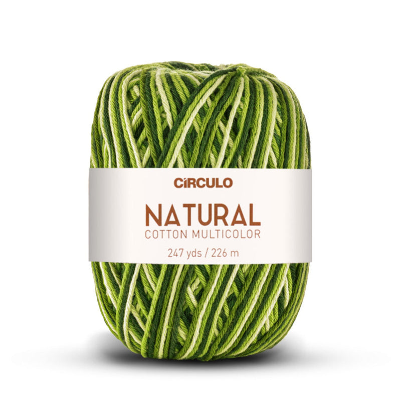 Círculo Natural Multicolors, 100% Cotton Yarn, 200 grams, 247 Yards, 885 Tex, Variety Colors, 6-Pack