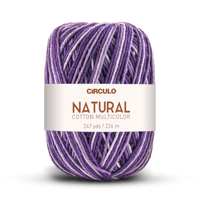 Círculo Natural Multicolors, 100% Cotton Yarn, 200 grams, 247 Yards, 885 Tex, Variety Colors, 1 Roll