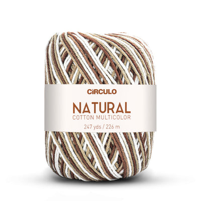 Círculo Natural Multicolors, 100% Cotton Yarn, 200 grams, 247 Yards, 885 Tex, Variety Colors, 1 Roll