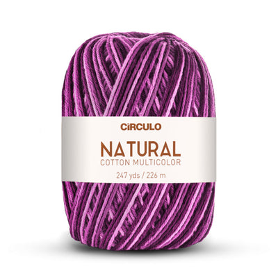 Círculo Natural Multicolors, 100% Cotton Yarn, 200 grams, 247 Yards, 885 Tex, Variety Colors, 6-Pack